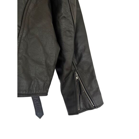 Unik Mens Black Leather Zip Front Belted Biker Motorcycle Jacket Size 56 3XL - Picture 8 of 14